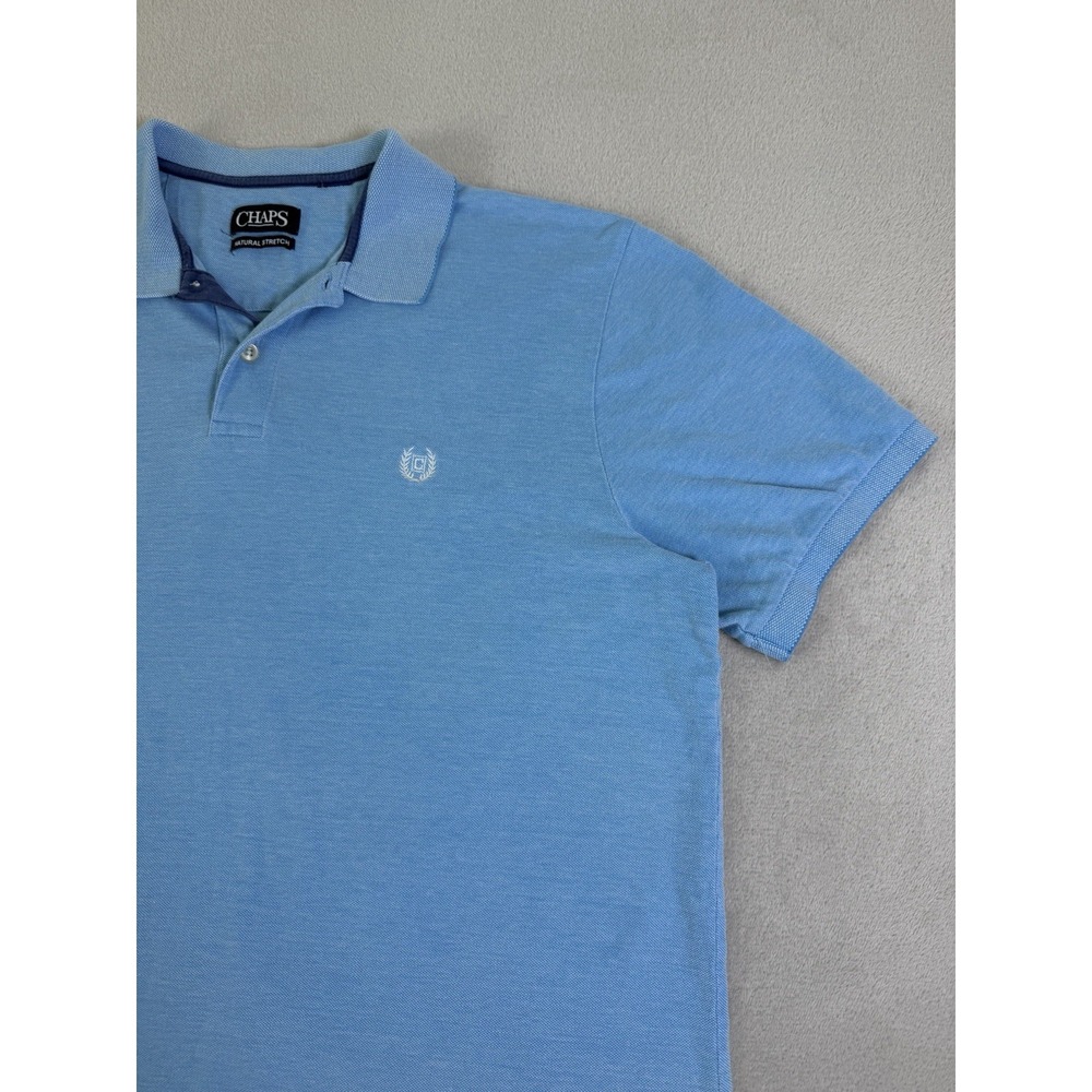 Chaps Pique Polo Shirt Mens XL Blue Short Sleeve Classic Casual Cotton - Picture 6 of 16